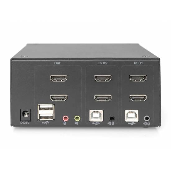 Przełącznik KVM HDMI 4K 2-portowy Digitus DS-12860 podwójny wyświetacz