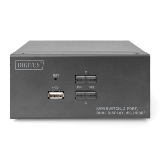 Przełącznik KVM HDMI 4K 2-portowy Digitus DS-12860 podwójny wyświetacz
