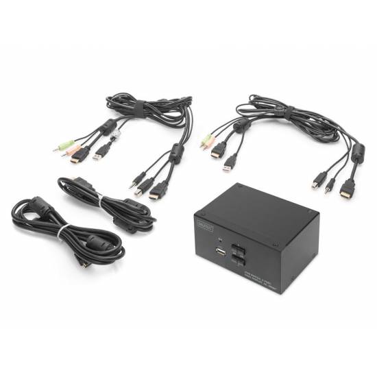 Przełącznik KVM HDMI 4K 2-portowy Digitus DS-12860 podwójny wyświetacz
