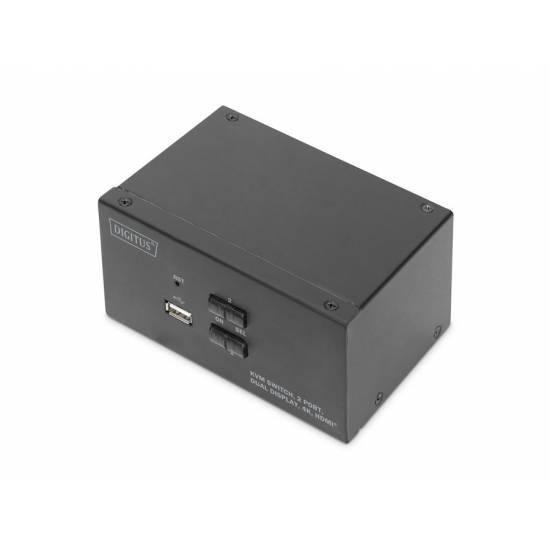 Przełącznik KVM HDMI 4K 2-portowy Digitus DS-12860 podwójny wyświetacz