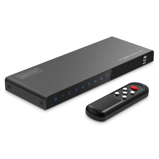 Przełącznik HDMI x5 4K/60Hz UHD HDR 18 Gbps HDCP 2.2 Digitus DS-55332