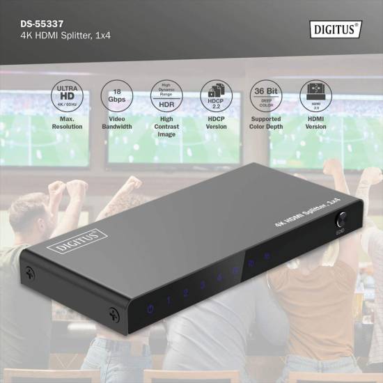 Rozdzielacz HDMI x4 4K Digitus DS-55337