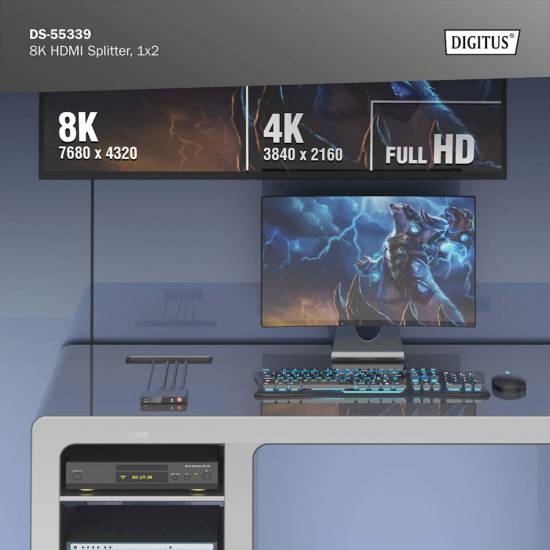 Rozdzielacz HDMI x2 8K Digitus DS-55339
