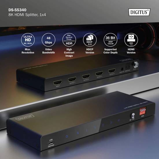 Rozdzielacz HDMI x4 8K Digitus DS-55340