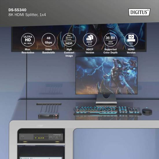 Rozdzielacz HDMI x4 8K Digitus DS-55340