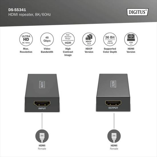 Wzmacniacz HDMI 8K 60Hz Digitus DS-55341