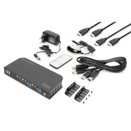 Przełącznik KVM HDMI 4K 2-portowy Digitus DS-12874