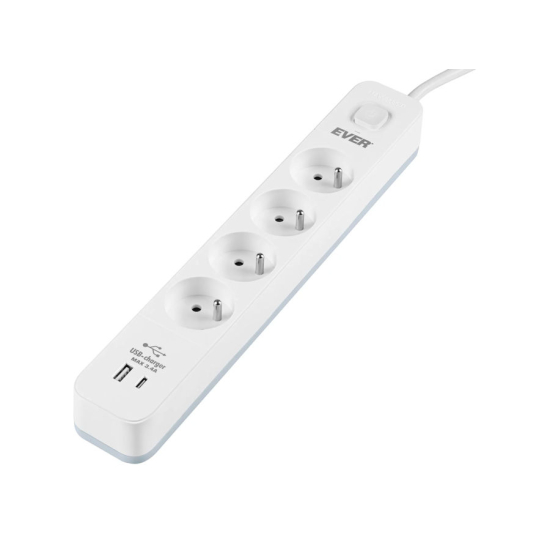 Listwa antyprzepięciowa 4 gniazda USB-A USB-C 20W EVER Protect 1,5m T/LZ12-PRO015/1000