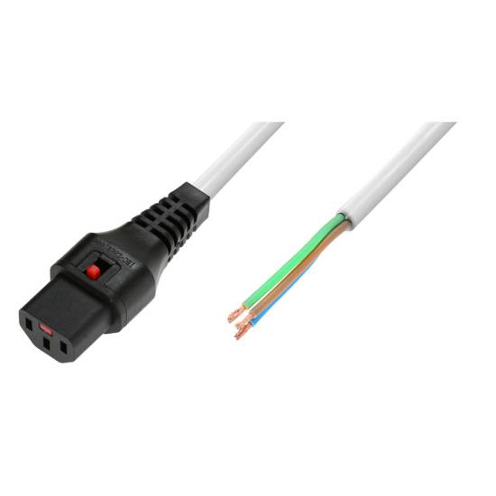 Kabel zasilania C13-open 2,0m IEC lock biały IEC-PC1137