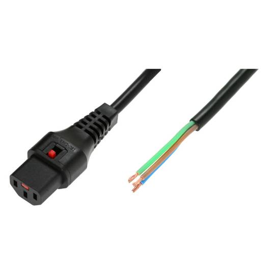 Kabel zasilania C13-open 5,0m IEC lock czarny IEC-PC965