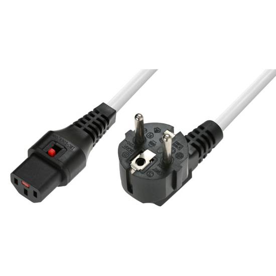Kabel zasilania C13-Schuko 1,5m IEC lock biały IEC-EL283S