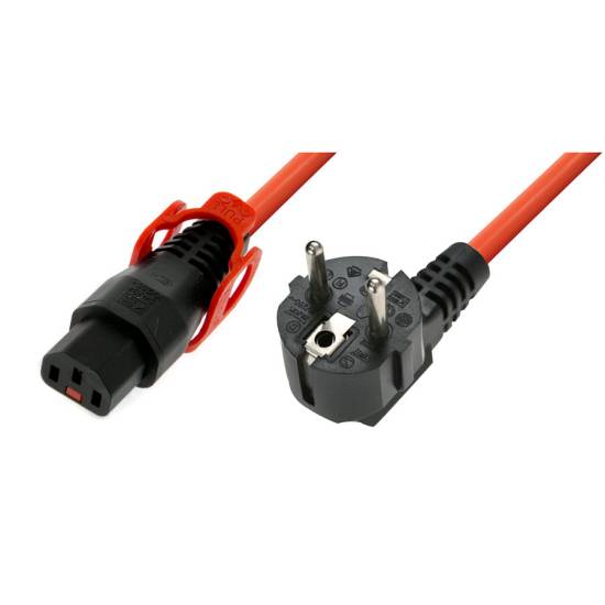 Kabel zasilania C13-Schuko 2,0m IEC lock+ pomarańczowy IEC-EL349S