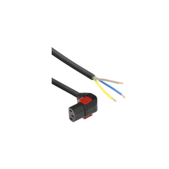 Kabel zasilania C13 kątowe-open 2,0m IEC lock+ czarny IEC-PC2060