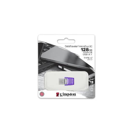 Pamięć USB 3.2 Gen 1 Kingston DataTraveler microDuo 3C USBA USBC 128GB DTDUO3CG3/128GB