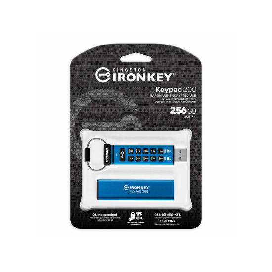 Pamięć USB 3.2 Gen 1 Kingston IronKey Keypad 200 USB-A AES-256 Encrypted 256GB IKKP200/256GB