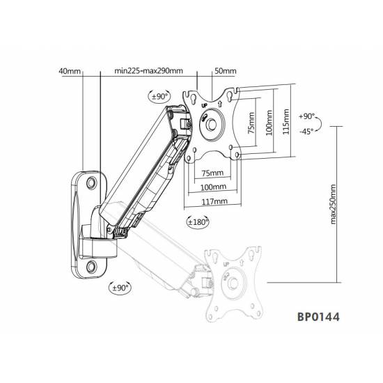 Ramię naścienne do LCD ze sprężyną gazową Logilink BP0144
