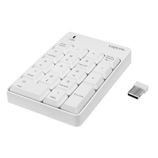 Klawiatura numeryczna USB bezprzewodowa LogiLink ID0186 biała