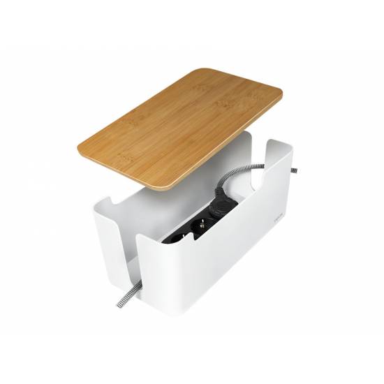 Organizator pudełko na kable 320 x 140 x 130mm białe bambus LogiLink KAB0075