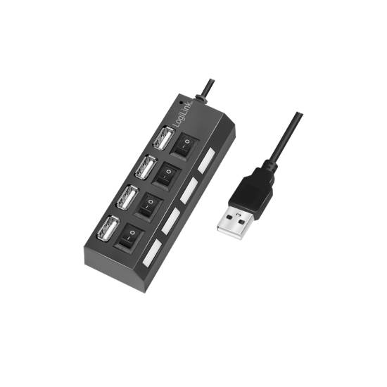 Hub USB2 x4 aktywny LogiLink UA0128 z wyłącznikami portów