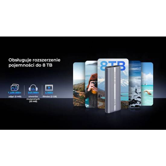 Obudowa SSD M.2 NVMe 40Gbps USB-C metalowa z wentylatorem Orico ACOM2-U4-GY-BP
