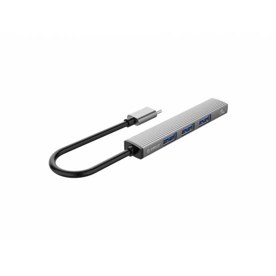Hub USB-C -> USB 3.1 x4 aluminium 5 Gbps Orico AH-13-GY-BP