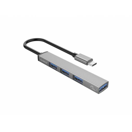 Hub USB-C -> USB 3.1 x4 aluminium 5 Gbps Orico AH-13-GY-BP