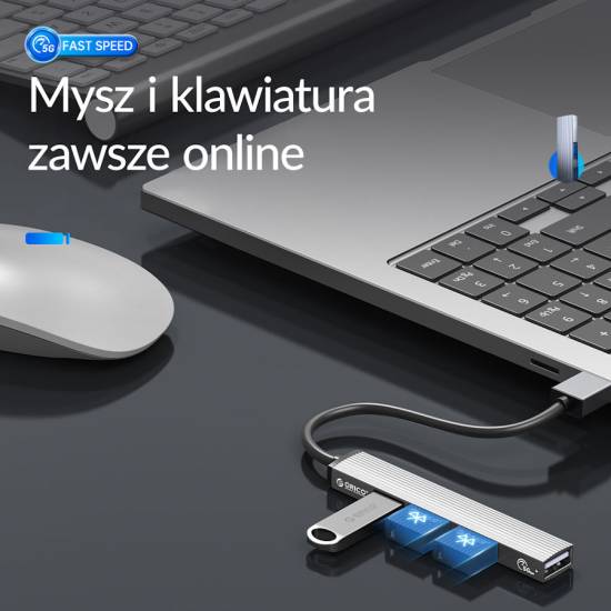 Hub USB 3.0 x1 + USB 2.0 x2 + czytnik micro SD Orico AH-A12F-GY-BP