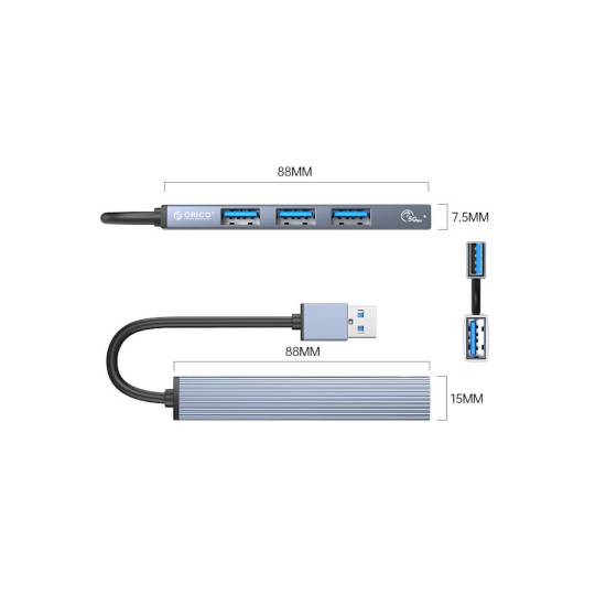 Hub USB 3.0 x1 + USB 2.0 x3 Orico AH-A13-GY-BP