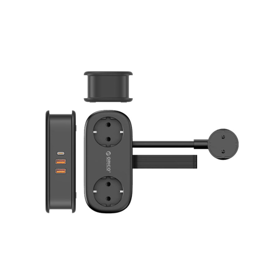 Listwa zasilająca 2-gniazda 2x USB-A 1x USB-C 20W 1,5m Orico AP3-2A2U1C-PRO-EU-BK czarna