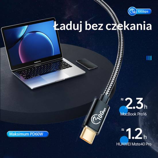 Kabel USB C - USB A żeński 10Gbps PD 60W Orico CAF31-10-BK-BP