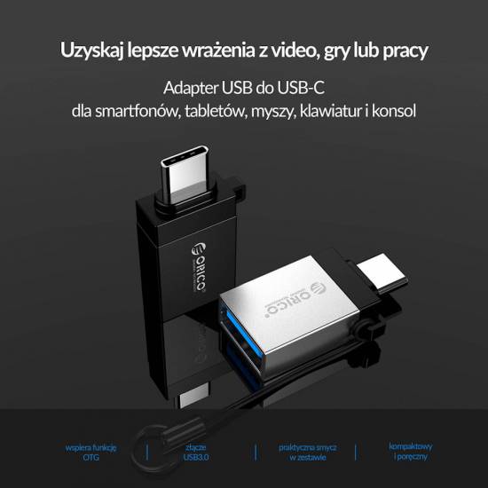 Adapter USB-C -> USB 3.0 A żeńskie zawieszka Orico CBT-UT01-BK-BP