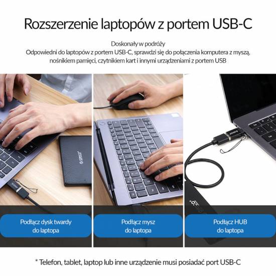 Adapter USB-C -> USB 3.0 A żeńskie zawieszka Orico CBT-UT01-BK-BP