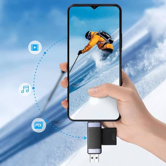 Czytnik kart SD/microSD USB-A/USB-C 2.0 Orico CD2D-AC2-BK-EP