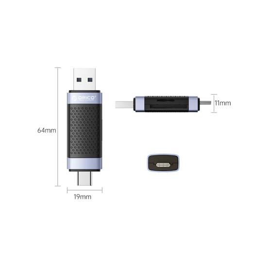 Czytnik kart SD/microSD USB-A/USB-C 2.0 Orico CD2D-AC2-BK-EP