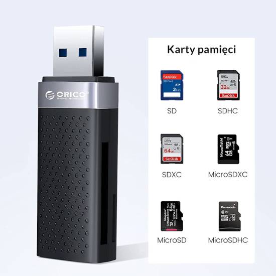 Czytnik kart SD/microSD USB-A 3.1 Orico CS2T-A3-BK-EP
