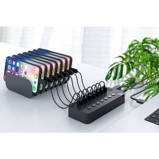 Hub USB-A 3.0 x13 z wyłącznikami portów 5Gbps Orico CT2U3-13AB-EU-BK-BP