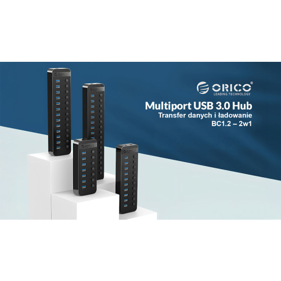 Hub USB-A 3.0 x16 z wyłącznikami portów 5Gbps Orico CT2U3-16AB-EU-BK-BP