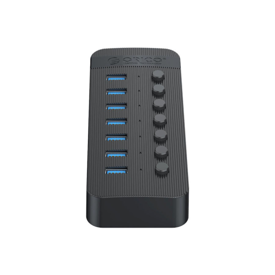 Hub USB-A 3.0 x7 z wyłącznikami portów 5Gbps Orico CT2U3-7AB-EU-BK-BP