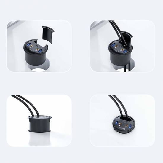Hub USB 3.1 x 4 na otwór w biurku 5Gbps ORICO DESK-4U-BK-BP
