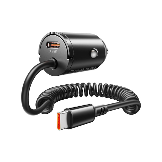 Ładowarka samochodowa PD 30W USB-C x2 z kablem spiralnym Orico DS-30-2C-BK-EP