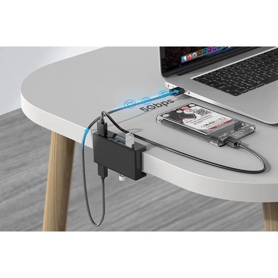 Hub USB 3.0 x 4 biurkowy z uchwytem ORICO MH4PU-P-BK-BP aktywny aluminium czarny