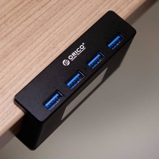 Hub USB 3.0 x 4 biurkowy z uchwytem ORICO MH4PU-P-BK-BP aktywny aluminium czarny