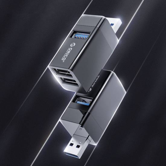 Hub USB 3.1 x3 mini bez kabla aluminium Orico MINI-U32L-BK-BP