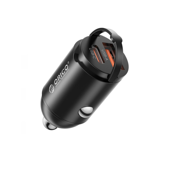 Ładowarka samochodowa PD 30W USB-C USB-A metalowa mini Orico MR-30-1A1C-BK-EP