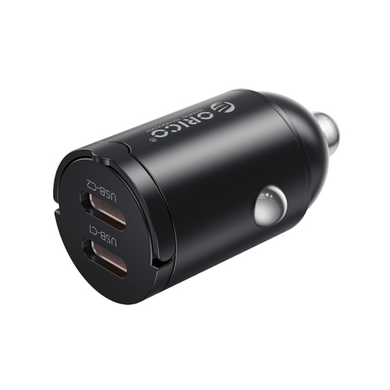 Ładowarka samochodowa PD 30W USB-C x2 metalowa mini Orico MR-30-2C-BK-EP