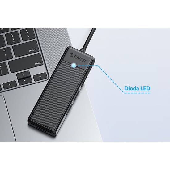 Hub USB-C -> USB-A x2 USB-C x2 PD 100 W Orico PAPW2AC-C3-015-BK-EP