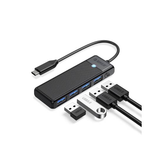 Hub USB-C -> USB 3.0 x4 czarny 5Gbps Orico PAPW4A-C3-015-BK-EP