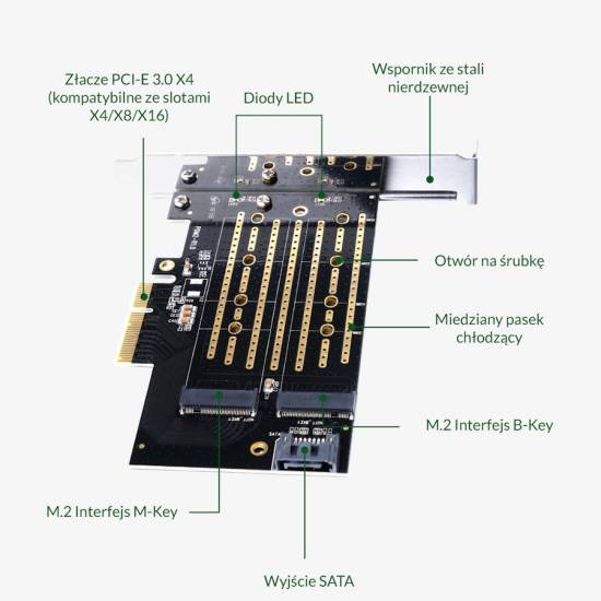 Karta PCI express na M.2 NVMe i M.2 SATA Orico PDM2-BP
