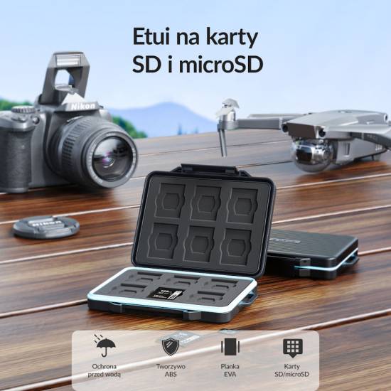 Etui na karty pamięci 12 x SD 12 x microSD Orico PHCD-3-BK-BP pancerne
