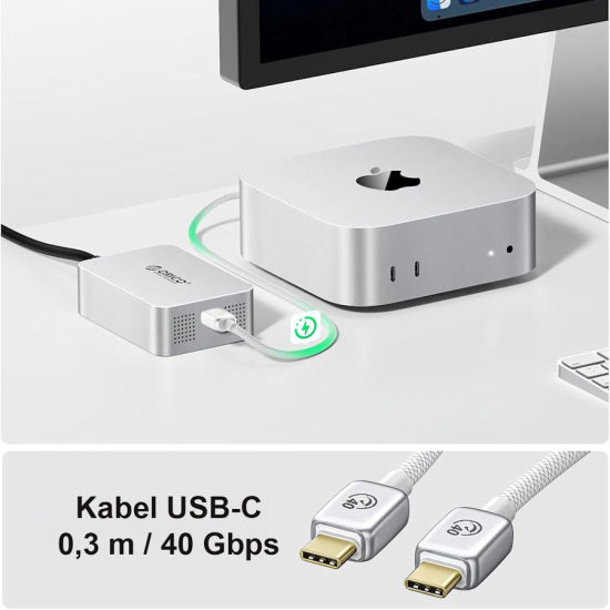 Adapter / karta sieciowa USB-C RJ45 10Gbps 0,3m Thunderbolt 5/4/USB4 Orico REA-10-SV-EP
